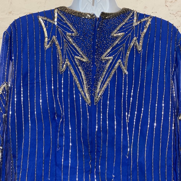 🎉HOST PICK🎉✨VINTAGE✨Silk Beaded Tunic, Size S - Picture 5 of 10